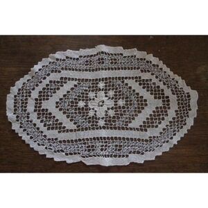Vintage Set 2 Filet Lace Doilies Lacis Raised Rosettes Ecru Two